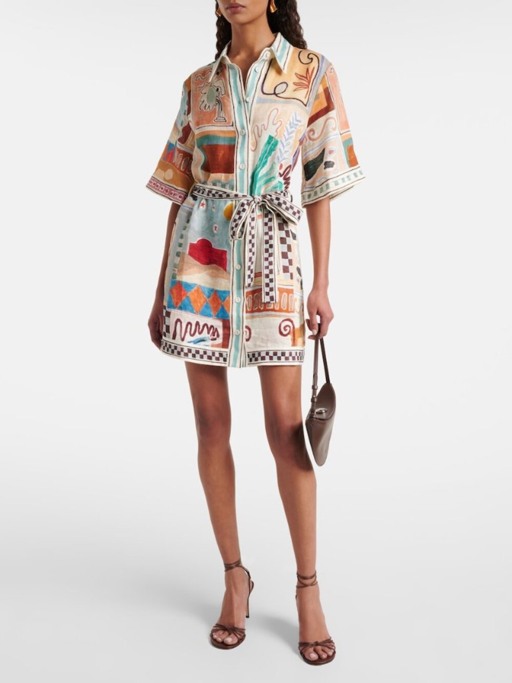 Alémais x LRNCE Michelle printed linen shirt dress
